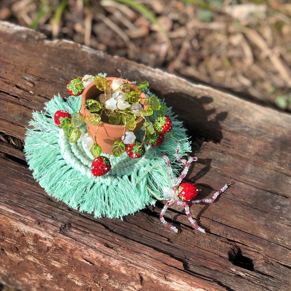 Handcrafted Beaded Strawberry Plant and Spider - Picture 3 of 5